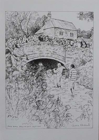Duck Race, Repton - image 9.5 x 7.25 inches on thin white card 11.75 x 8.25 inches (A4 size)
